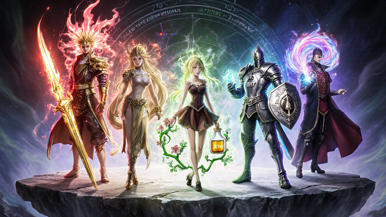 Lineup of characters representing estradiol, CEE, phytoestrogens, SERMs, and BHT.