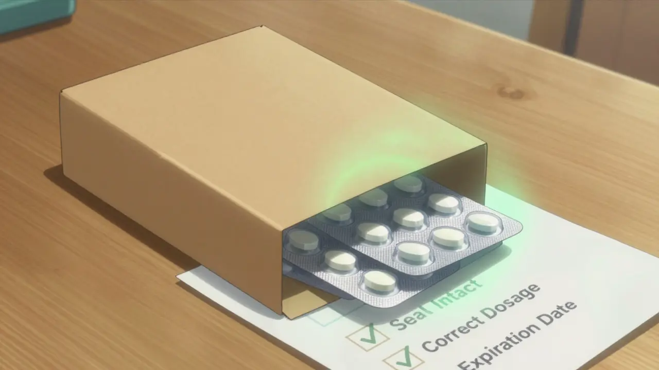 Discreet medication package with safety checks in an anime style illustration.