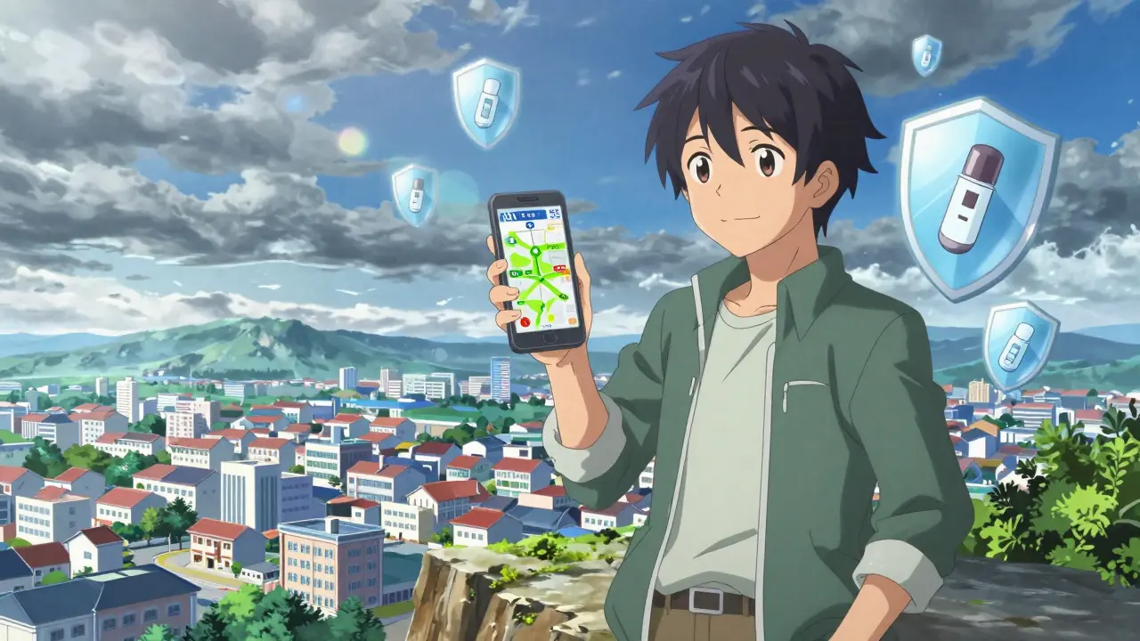 Anime protagonist using magic map to find cheaper cash prices for medicine