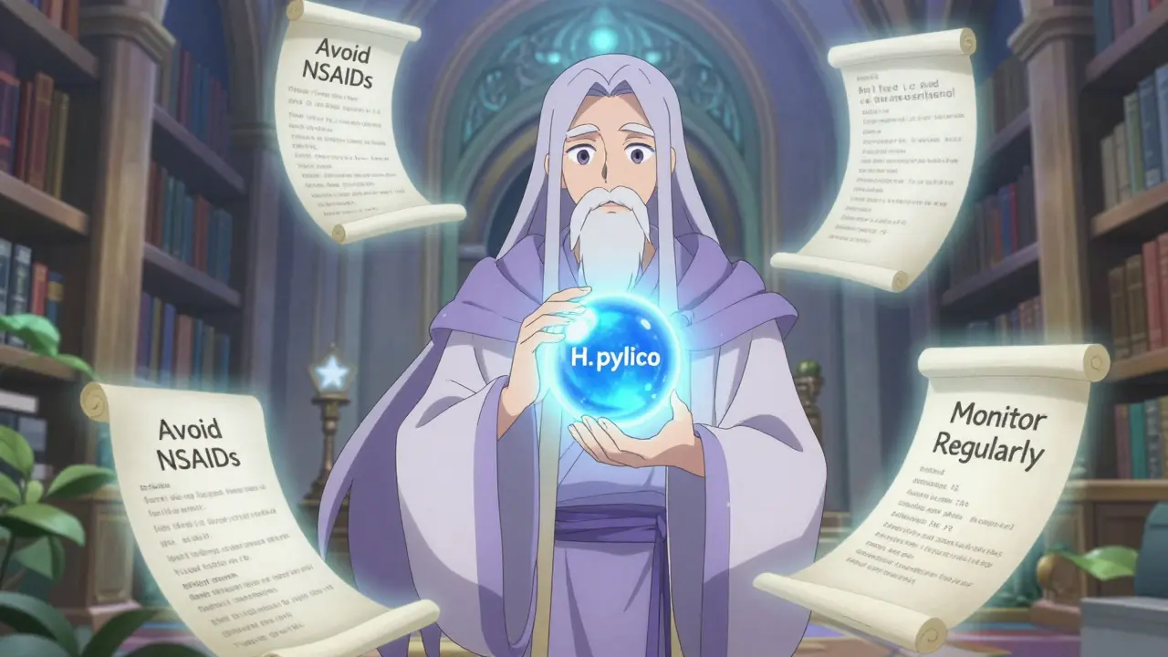 Wise healer using magic shields for gut protection in anime art